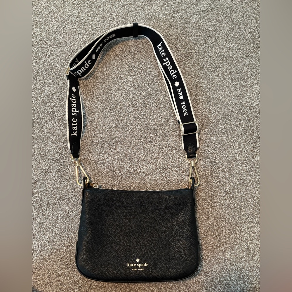 Kate Spade Black Crossbody Bag with Branded Strap